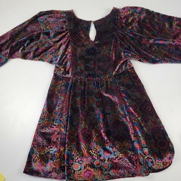 Anthropologie Mona Burnout Velvet Mini Dress Boho Paisley Bohemian Womens Sz XS - Picture 15 of 16